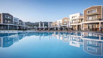 2 outdoor pools, open 9:00 AM to 7:00 PM, pool umbrellas, sun loungers