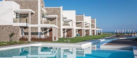 2 outdoor pools, open 9:00 AM to 7:00 PM, pool umbrellas, pool loungers