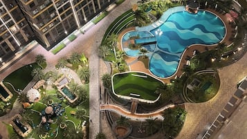 Familieleilighet, aircondition, byutsikt | Basseng