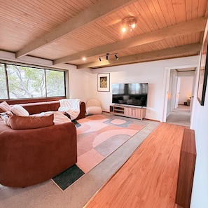 TV, fireplace
