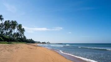 On the beach, white sand