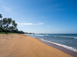 On the beach, white sand
