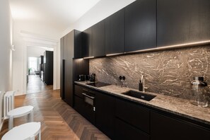 Fridge, microwave, oven, stovetop - High-End 2BR Apt. with A/C & Parking by EasyBNB Premium (Prague)