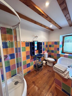 Shower, jetted bath, hair dryer, towels - Charming Chateau 7-bedroom- 16 people-  with Heated indoor pool & SPA (Bugarach)