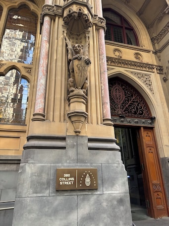 Exterior detail. The Heritage Bank Apartment