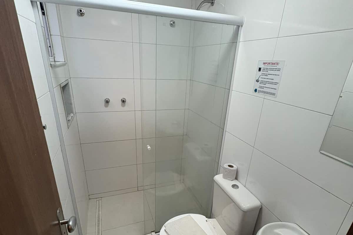 Shower, towels, soap, shampoo