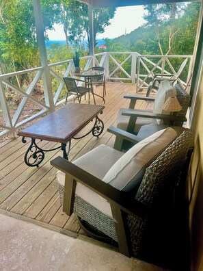 Terrace/patio - NEW & PRIVATE Cottage: Ocean Views, A/C, Solar, WiFi, Covered Porch (St.John)
