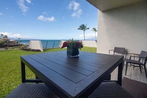 Outdoor dining - NEW! Napili Point Ocean View Escape with AC - Unit B31 (Lahaina)