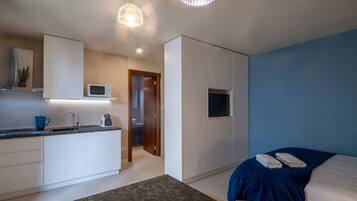 1 chambre, fer et planche à repasser