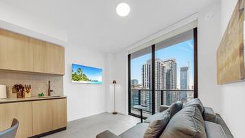 Apartment, Balkon, Stadtblick | Wohnbereich
