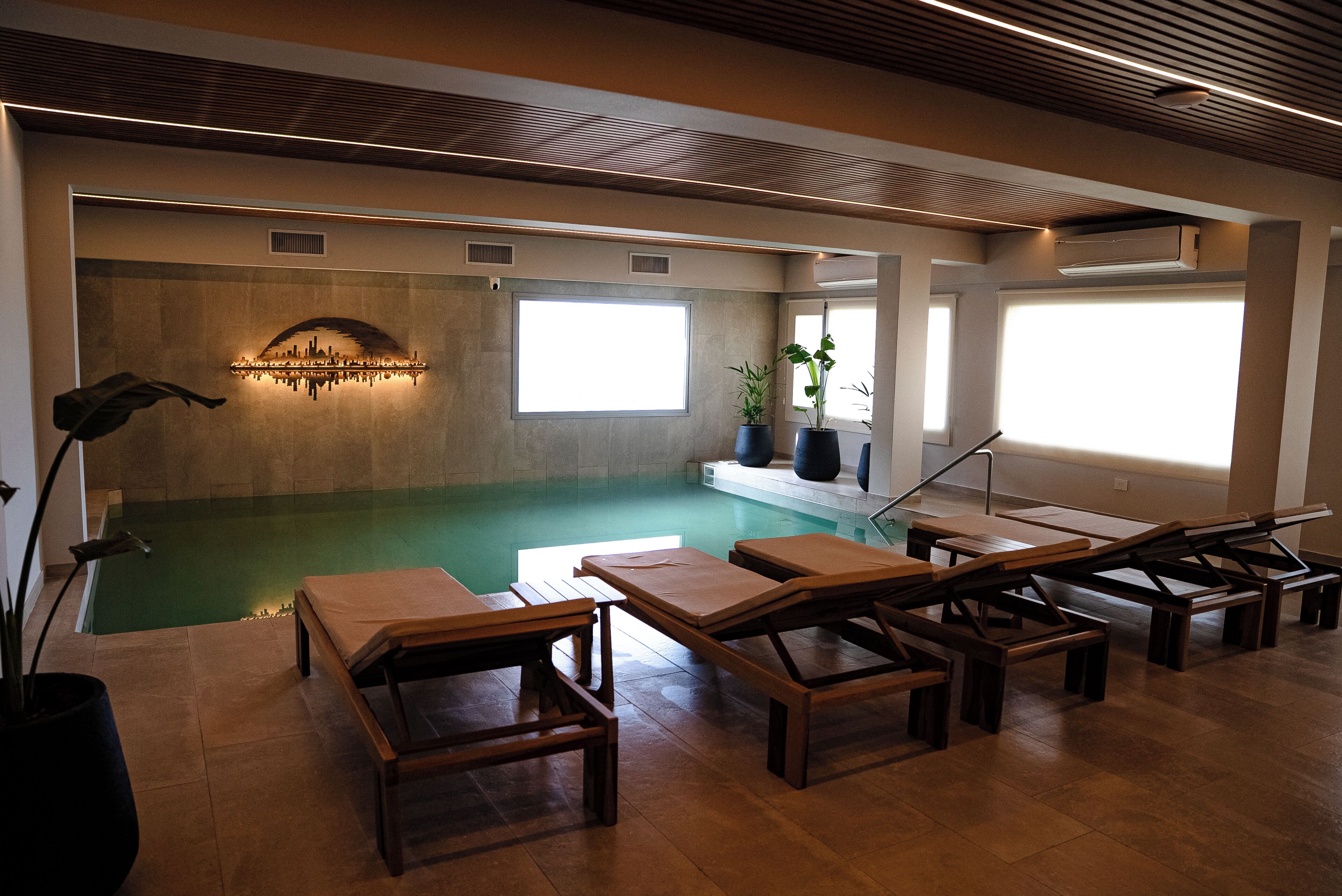 Indoor pool, seasonal outdoor pool, sun loungers