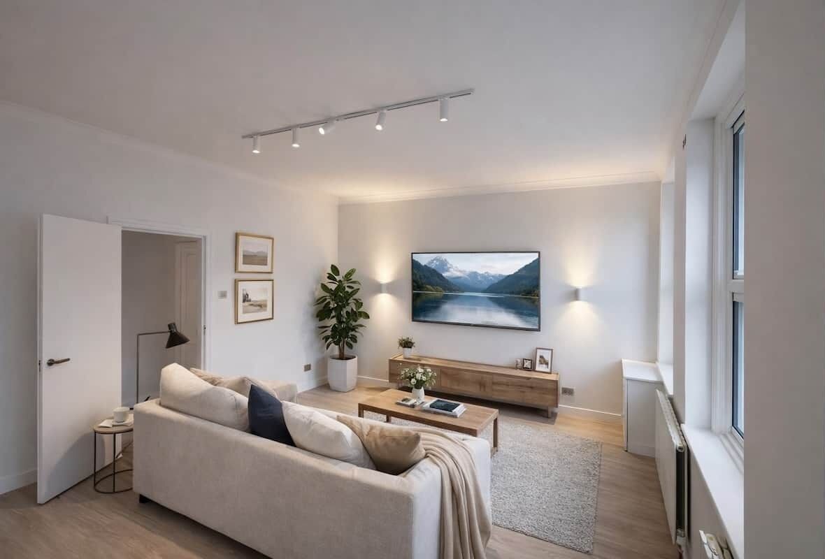 TV, fireplace