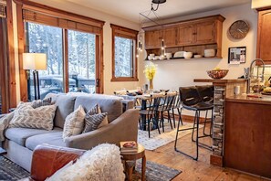 TV, fireplace, books, stereo - Ski/bike‑in/out • hot tub • mid‑mountain retreat (Breckenridge)