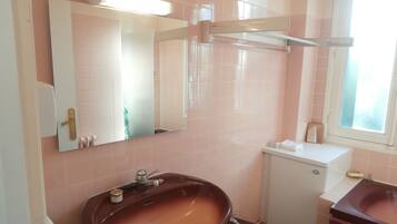 Hair dryer, bidet, towels