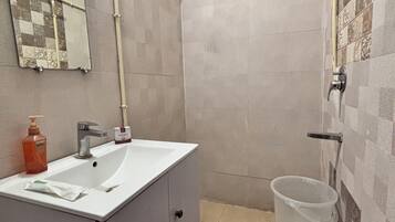 Shower, bidet, towels, soap