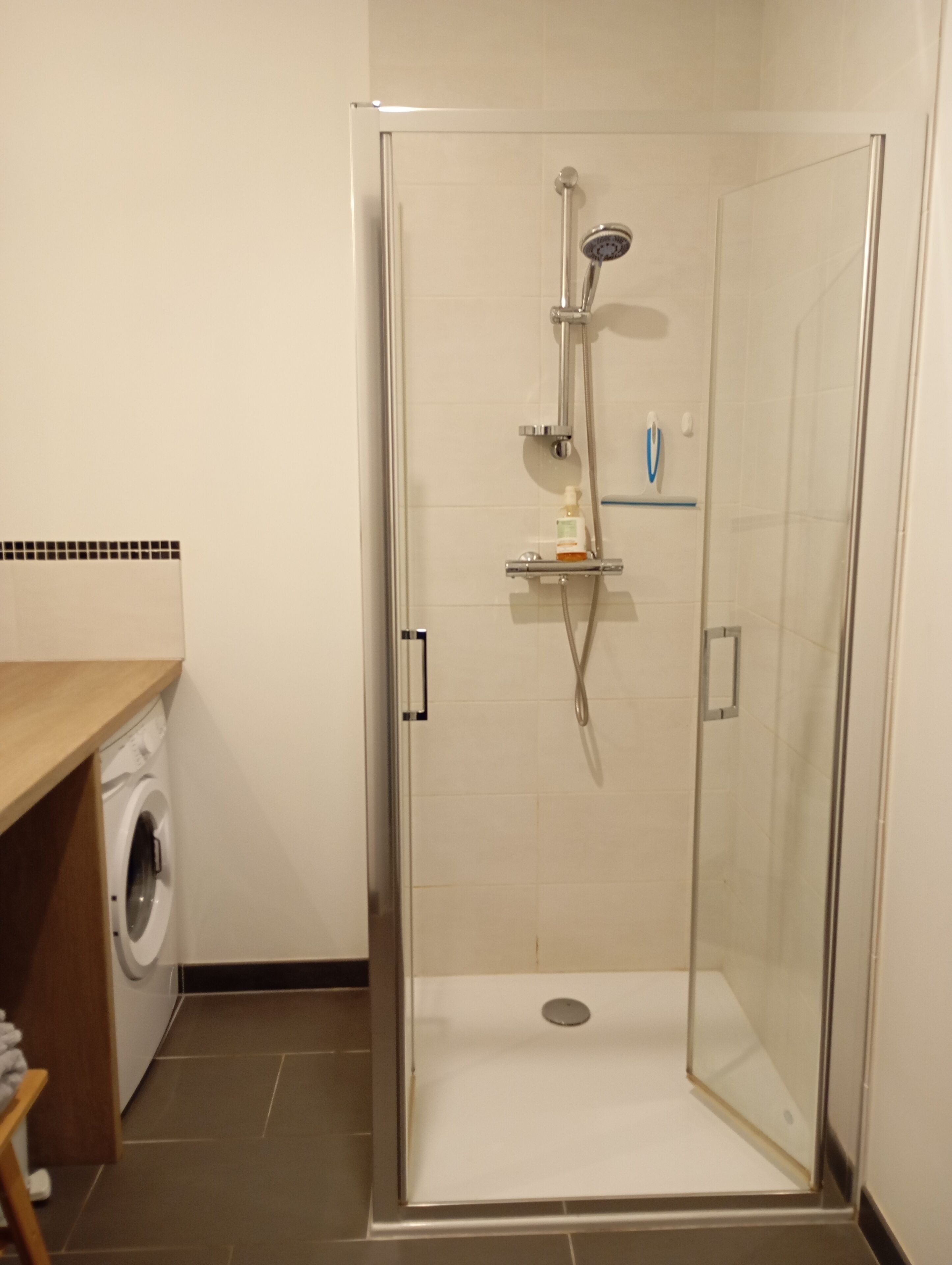 Hair dryer, towels, toilet paper
