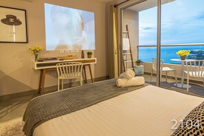 Apartamento, sacada, vista para a praia