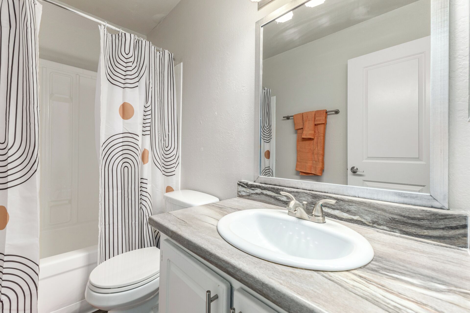 Shower, towels, soap, toilet paper