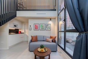 Deluxe Duplex | Living area - Hotel ARENA byAstiblanco (Valencia)