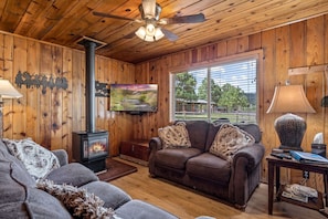 TV, fireplace - Lazy Trout Willow Cabin (Greer)