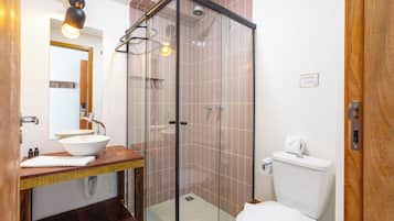 Double Room, Ground Floor | Bathroom | Shower, hair dryer, towels, soap
