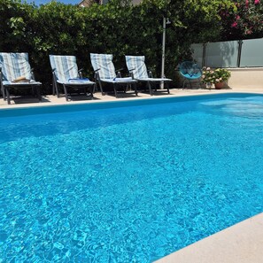Outdoor pool - Superior 2-bedroom apartment with pool, 4-min walk to beach near Split & Trogir (Kaštel Novi)