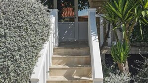 A staircase leading to a building entrance with a stone wall and a white railing. - Adriatic Guesthouse Balota with Shared Pool- Bungalow with Terrace (1) (Viganj)