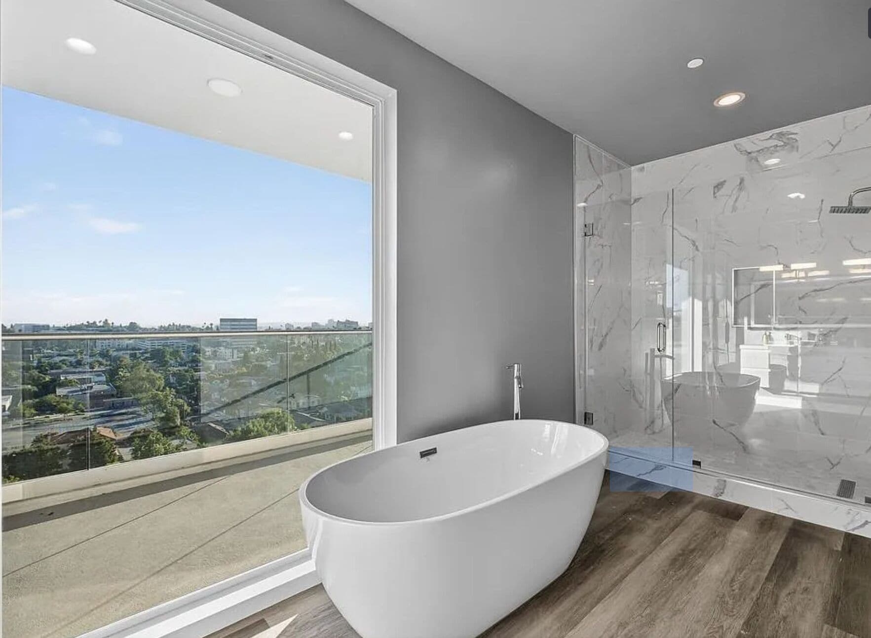 Shower, towels, soap, toilet paper