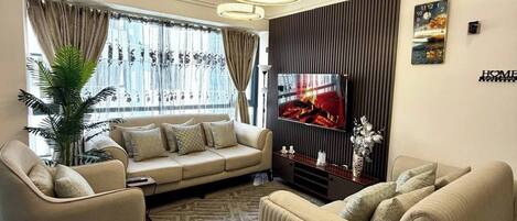 Appartement, 2 chambres, accessible aux personnes à mobilité réduite, fumeurs | Coin séjour