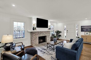 TV, fireplace, offices - The Butler Bulldog Bungalow | Game Room • 4BR! (Indianapolis)