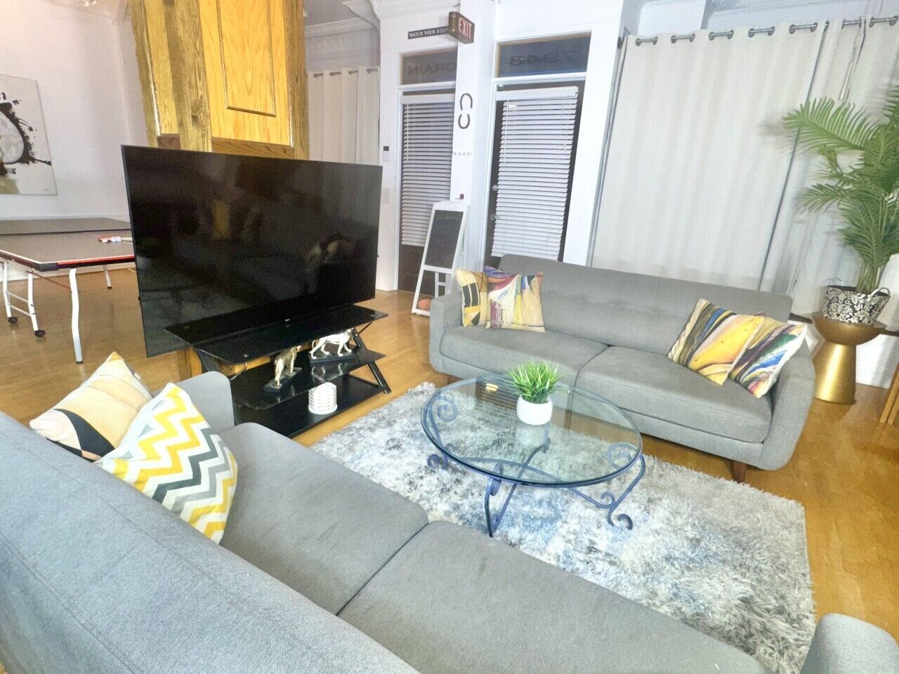 TV, mesa de pingue-pongue