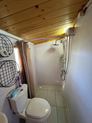 Towels, soap, shampoo, toilet paper
