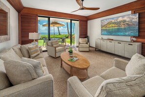 Living area - Poipu Kapili Unit 57 Oceanfront 2 Bedroom 3 Bath (Poipu)