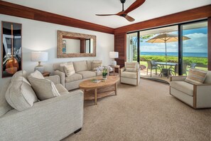 Living area - Poipu Kapili Unit 57 Oceanfront 2 Bedroom 3 Bath (Poipu)
