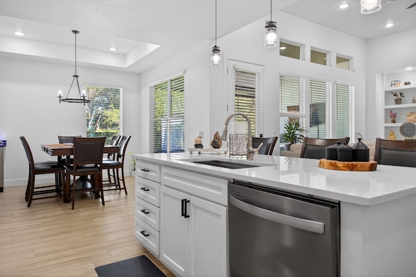 Fridge, microwave, oven, stovetop - Luxe Retreat w/Hot Tub, Patio, Fenced Yard! (Lago Vista)