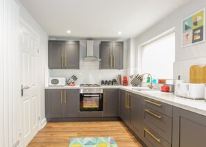 Microwave, oven, coffee/tea maker, toaster