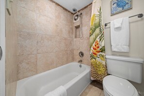 Shower, hair dryer, towels, soap - Royal Kahana 411 Oceanfront 2 BD/2.5BA (Lahaina)