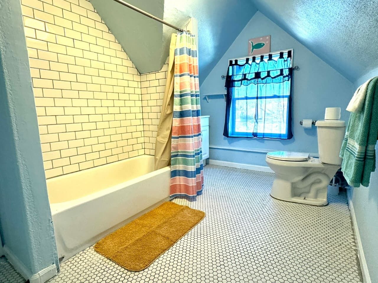 Séchoir à cheveux, serviettes fournies, savon, shampooing