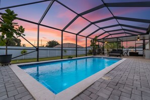 Pool - Escape to El Oasis Azul! Relaxing Cape Coral Vacation Retreat + Heated Pool. (Cape Coral)
