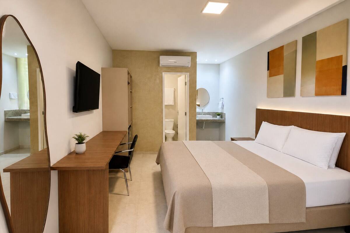 DOUBLE COMFORT SUITE | Katil Select Comfort, meja, ruang kerja komputer riba, Wi-fi percuma 