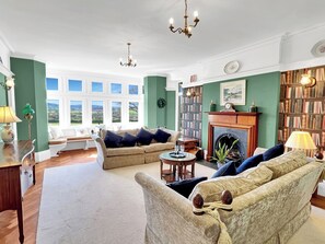 TV, fireplace - Cedar Grange, Old Cleeve (Minehead)