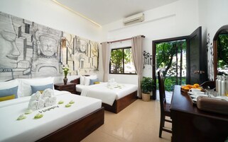 Family Room, Balcony, Pool View | Minibar, in-room safe, individually decorated, individually furnished
