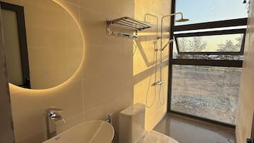 Double Room, Beach View | Bathroom | Shower, free toiletries, towels, soap