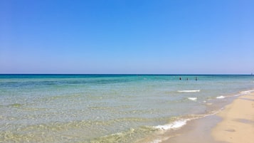 Private beach, sun loungers, beach umbrellas, beach bar