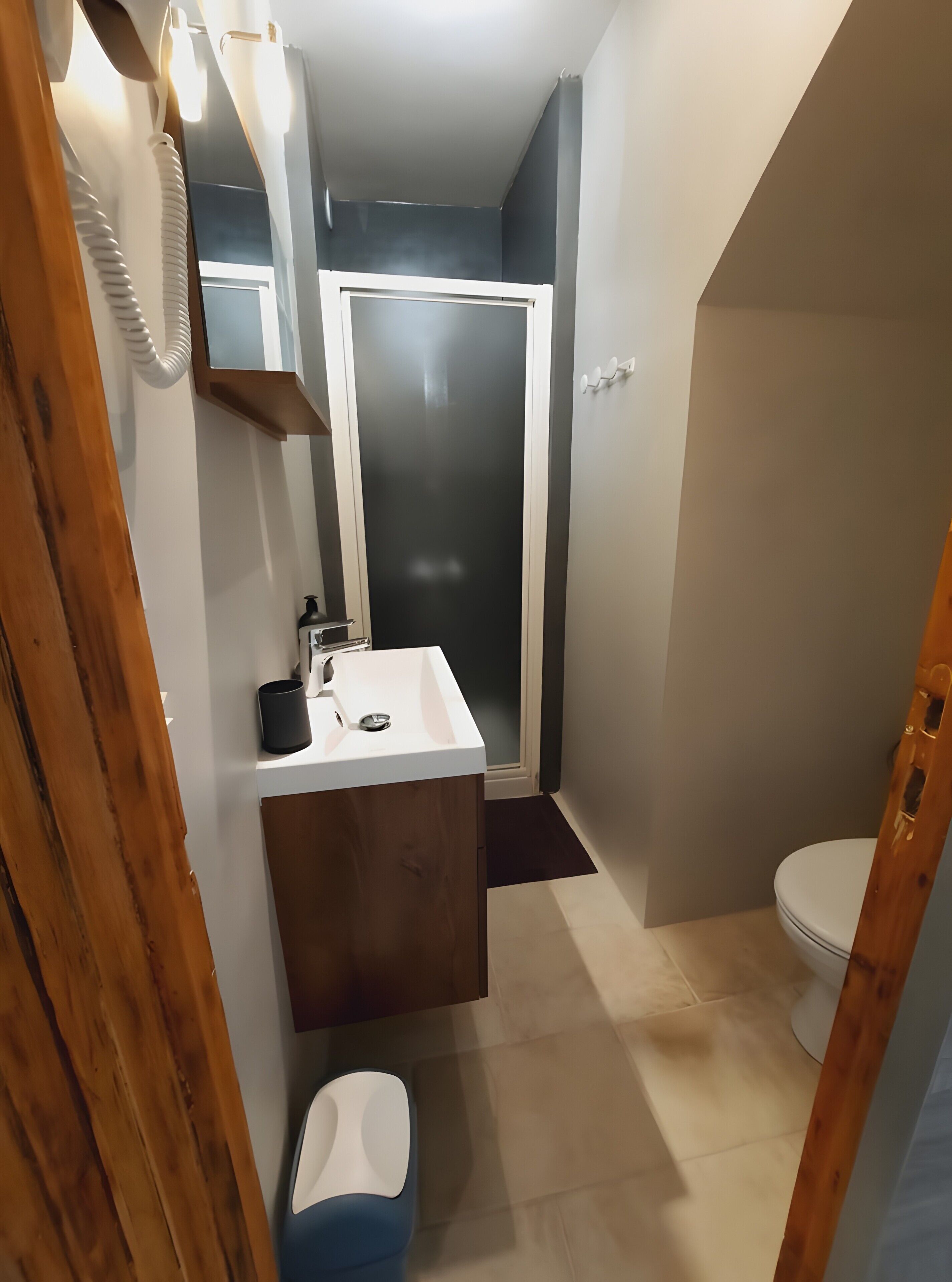 Shower, hair dryer
