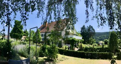 Tiny Home Waldwagen Altes Forstamt Sinntal, sep. kitchen/bath 50m, mountain view, 18k sqm garden