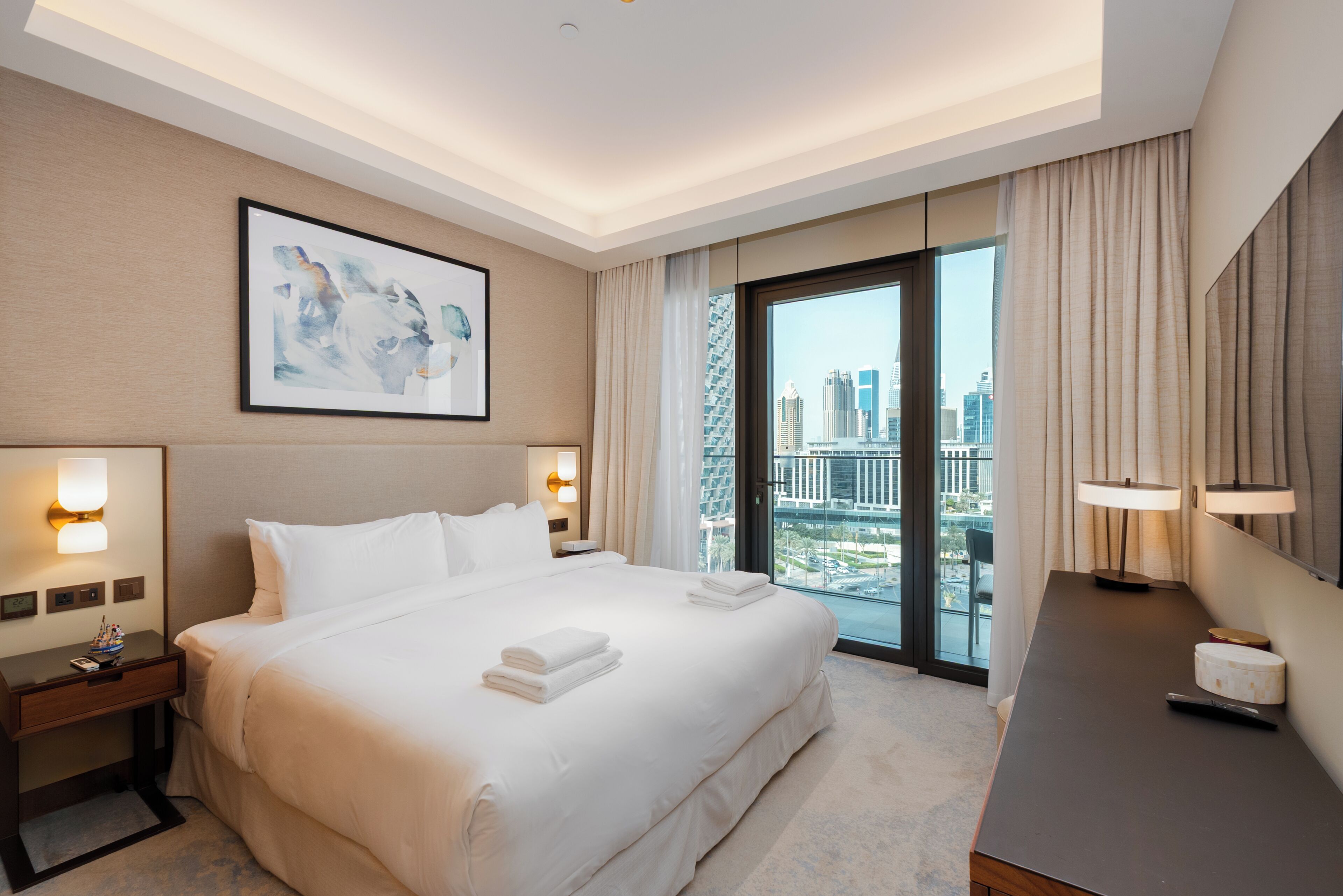 Deluxe appartement, 2 slaapkamers, balkon, uitzicht op stad