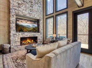 Smart TV, fireplace, video games