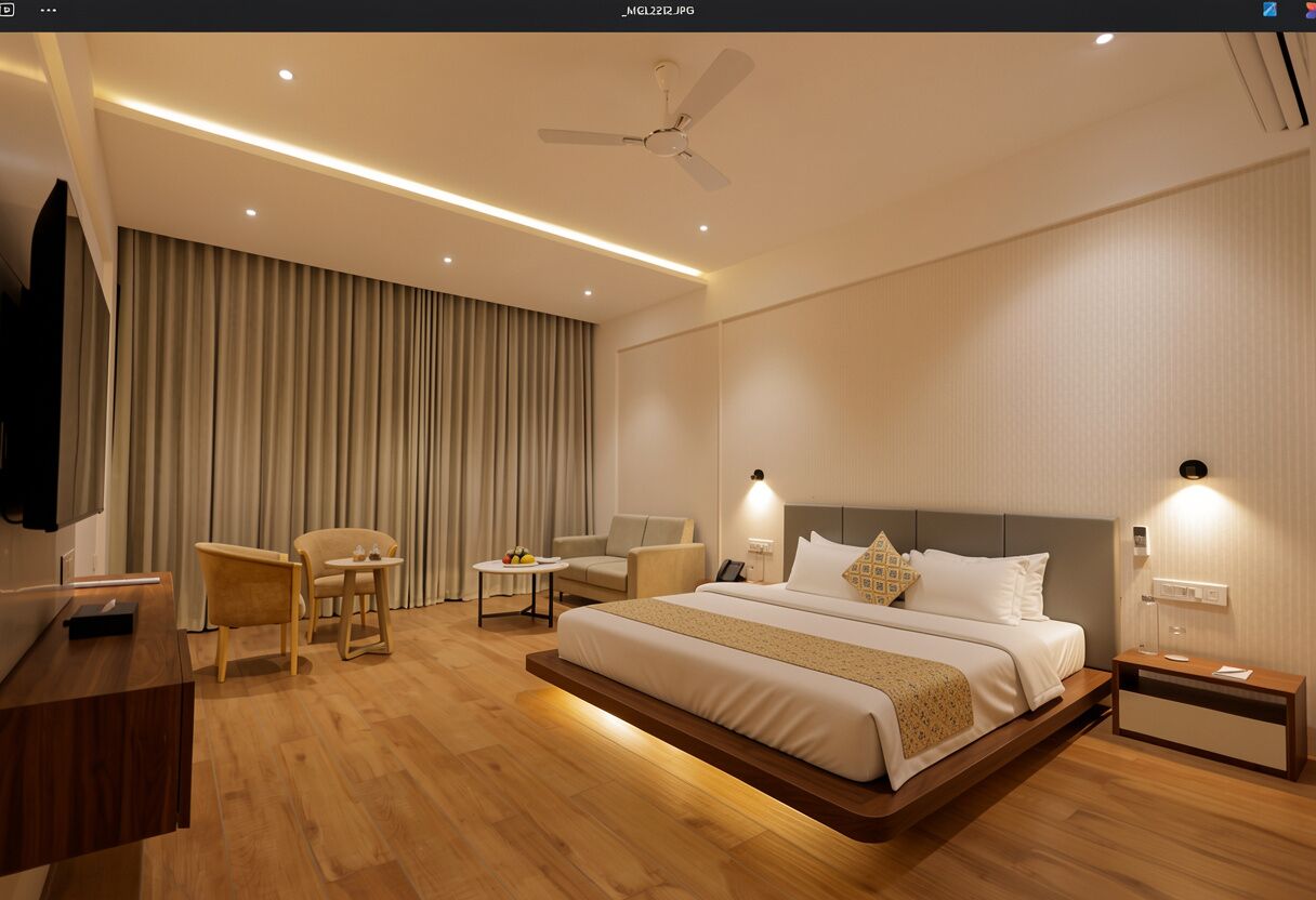 Deluxe Double Room, City View | In-room safe, blackout curtains, iron/ironing board (on request)