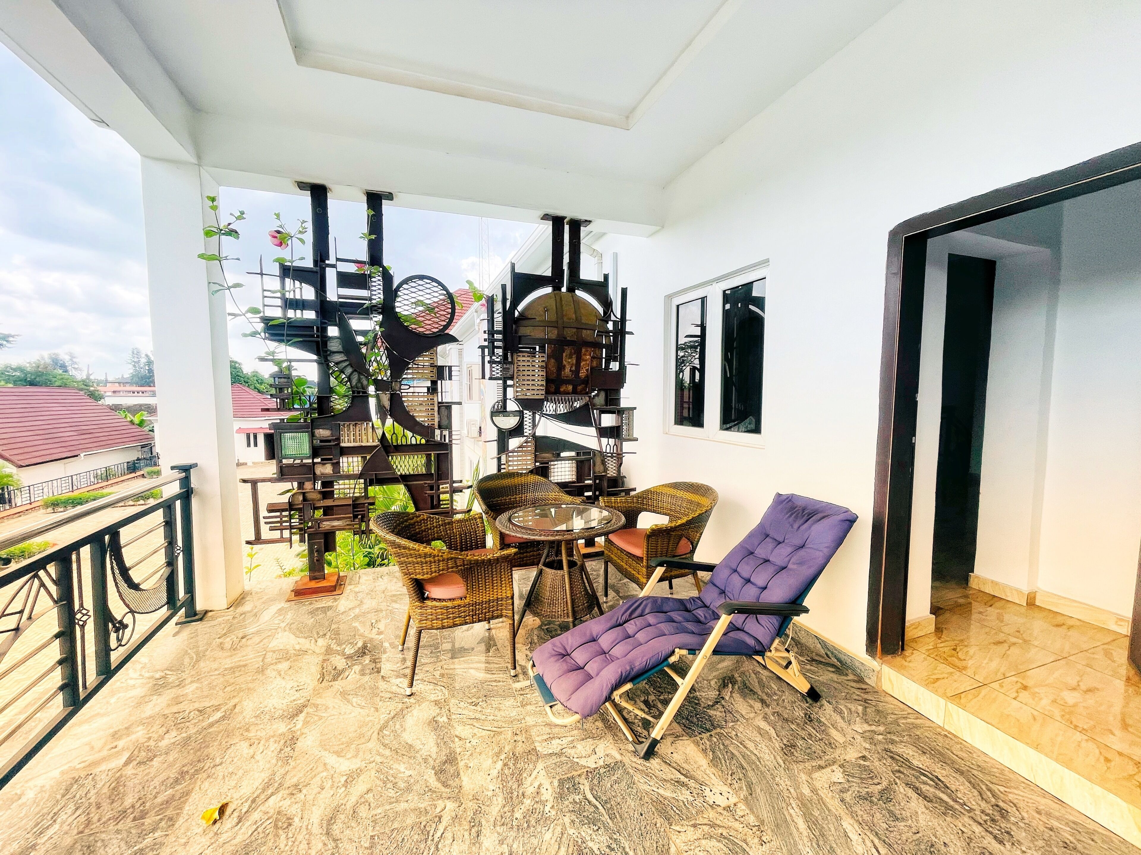 Deluxe appartement, balkon, uitzicht op tuin | Buiten dineren